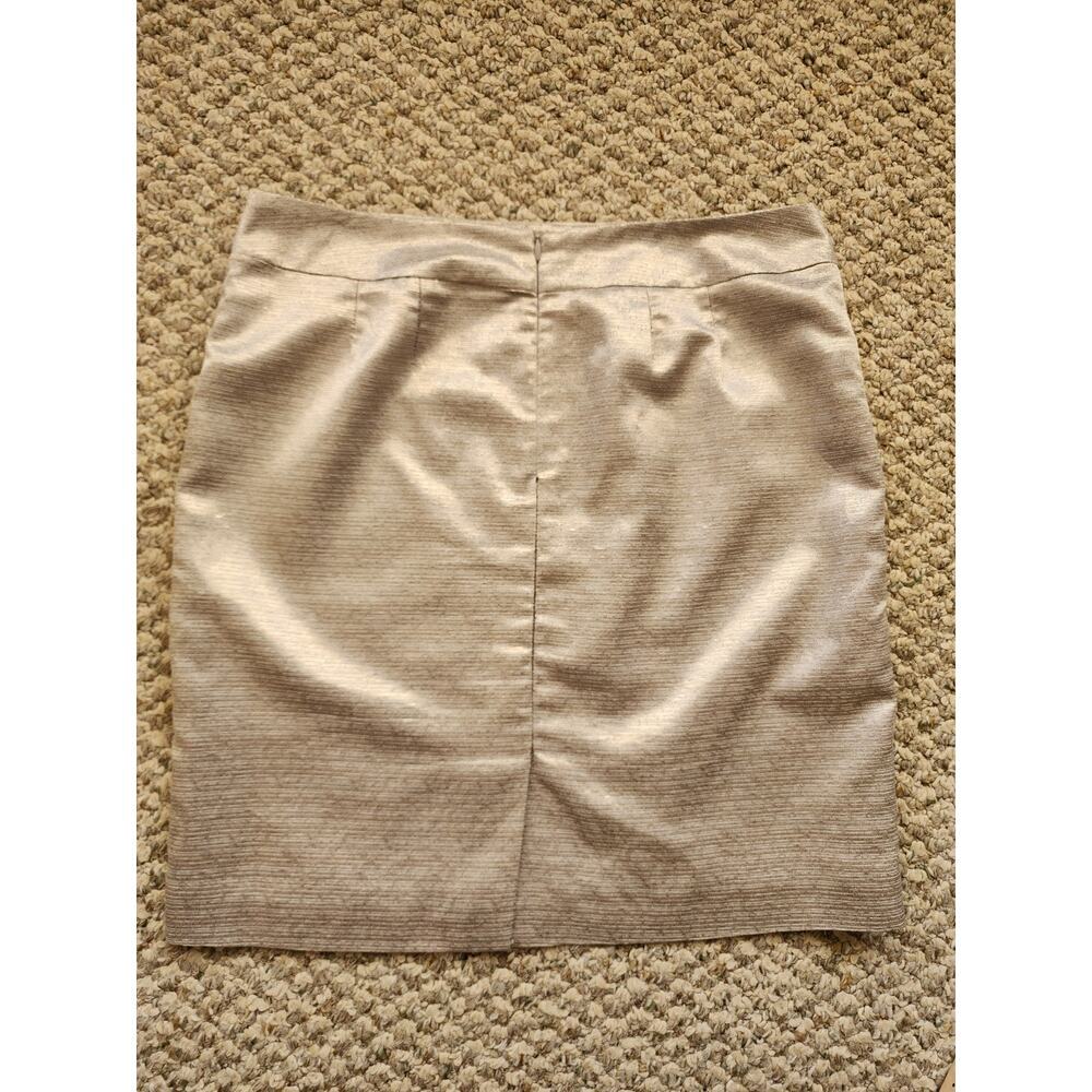 Ann Taylor LOFT Womens Size 8 Dazzling Gold Lined Pencil Skirt Festive - Picture 2 of 8